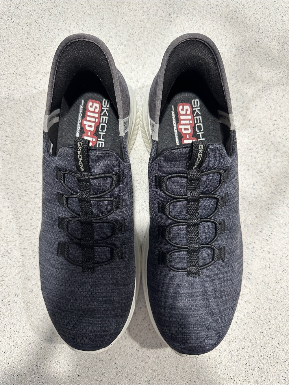 Skechers Navy and Black Slip-On Knit Sneakers